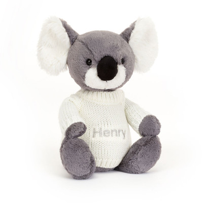 Bashful Koala with Personalised Cream Jumper