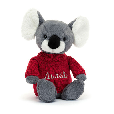 Bashful Koala with Personalised Red Jumper