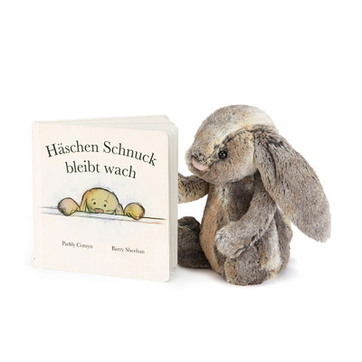 Haschen Schnuck Bleibt Wach Buch & Bashful Cottontail Bunny Medium