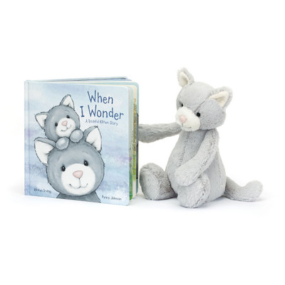 When I Wonder Book and Bashful Grey Kitty Medium